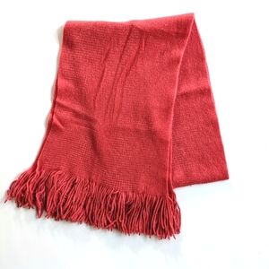 Salmon Chenille Scarf with Fringe